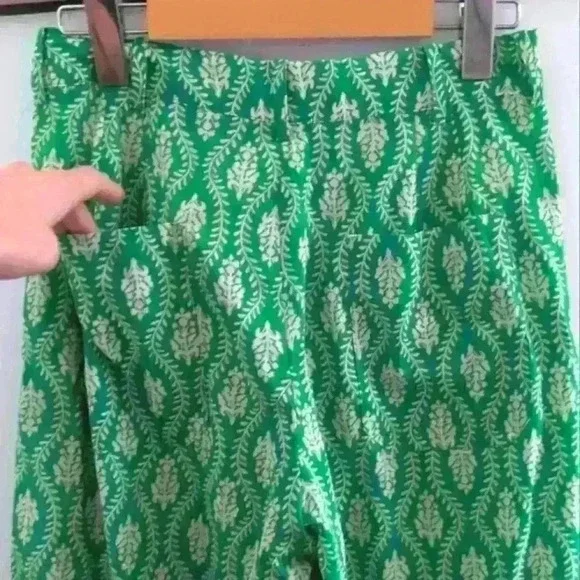 ZARA | Women's Green/White  The Ava Boho High-Waisted Cotton Straight Leg Pants - Picture 5 of 5